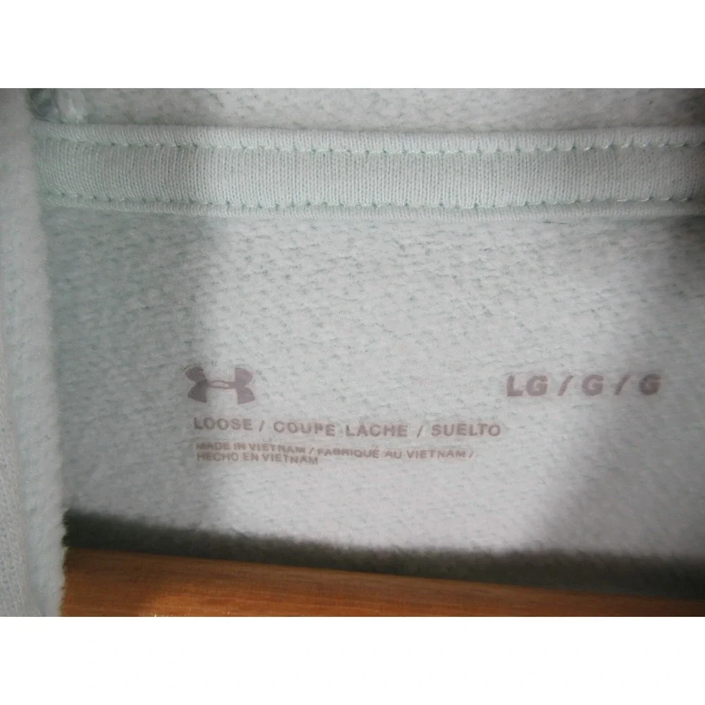 Under Armour Rival Pullover Hoodie Women Large Green Sweatshirt Loose - Picture 4 of 7